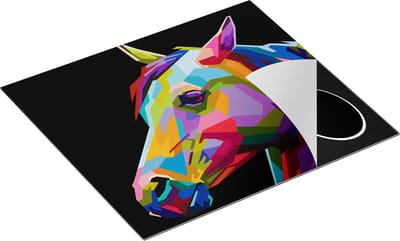 Chefcare Inductie Beschermer Kleurrijke Paardenkop - Paard - Abstract - 60x50 cm - Afdekplaat Inductie - Kookplaat Beschermer - Inductie Mat