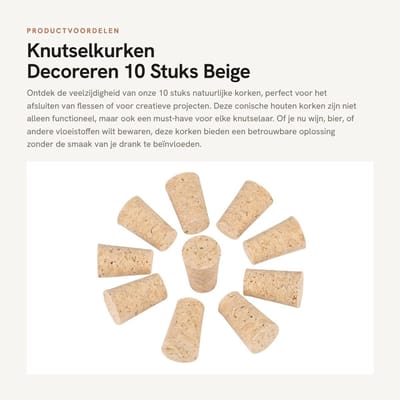 Dailygoods- Flessenkurk Natuurlijke Houten Stop - 10 Stuks - Wijnstopper - Decoreren - Knutselen - Luchtdichtheid