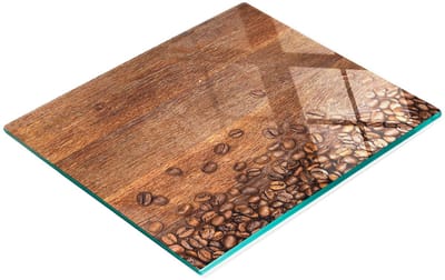 Multifunctionele decoratieve glazen keukenplank met koffiebonenmotief, 60x52 cm