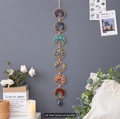 7 Chakra Boom van het Leven Wanddecoratie – Edelsteen Hanger – Spirituele Muurdecoratie – Handgemaakte Kristallen Hanger – Feng Shui Energie – Meditatie & Balans
