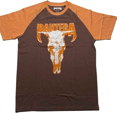 Pantera - Skull Raglan T-shirt - M - Bruin/Oranje