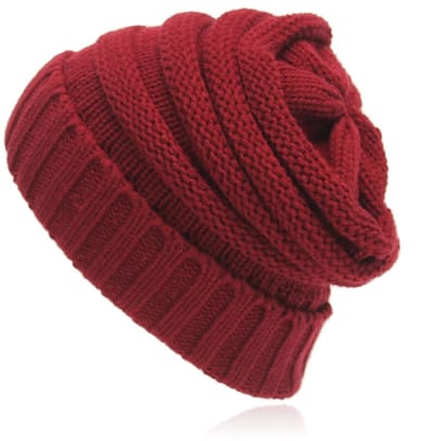 LGT JWLS Rood Grofgebreide Dames Muts