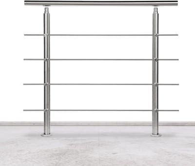 Roestvrijstalen Leuning - Balkon Reling Balustrade - Trap Veiligheid - 4 Dwarsliggers - 160 cm Lengte - Roestvrij Staal