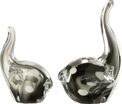 J-Line decoratie Olifant - glas - transparant/zwart - large