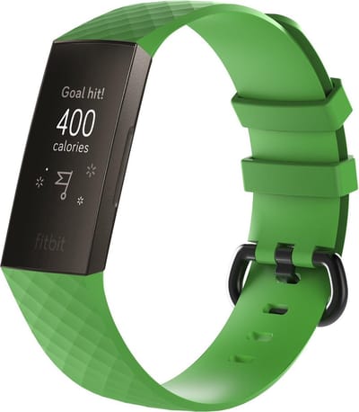 KELERINO. Siliconen bandje geschikt voor Fitbit Charge 3 / Charge 4 Groen - Large