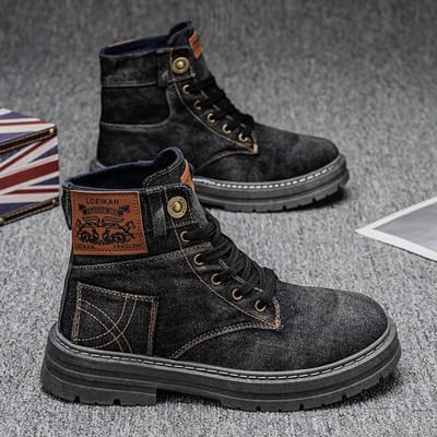 Desert West Denim Herenlaarzen Mode Retro Comfortabele Canvas Werklaarzen Slijtvaste Platform Enkellaarsjes Botas Hombre 39-48 39