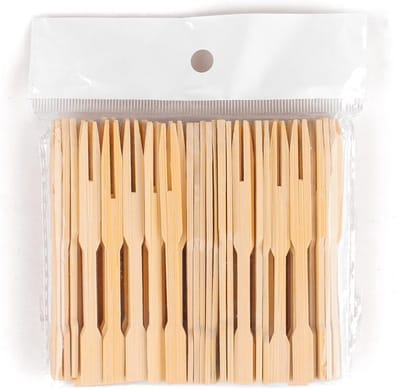 Dailygoods- Bamboe Fruitvorken 200 Stuks - Wegwerp Houten Vorken - Cocktailvorken - Mini Voedselprikkers - 9 cm - Veilig Ontwerp
