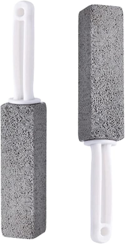 Puimsteen Reiniger - Toilet Borstel - Huis Schoonmaken - Ergonomische Grip - 2 Stuks - Grijs