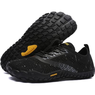 Heren Minimalistische Barefoot Schoenen Zero Drop Unisex Brede Breedte Mode Sneaker Ademend Mesh Heren Barefoot Schoenen Brede Teen Zachte Zool 43 zwart