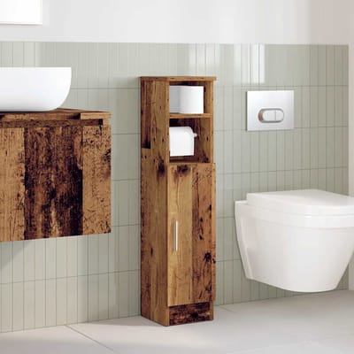 vidaXL - Badkamerkast - met - rolhouder - 20,5x22x90 - cm - oud - houtkleurig