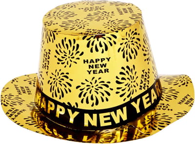 Widmann Feest hoedje Happy New Year - goud - karton - oud en nieuw party accessoires