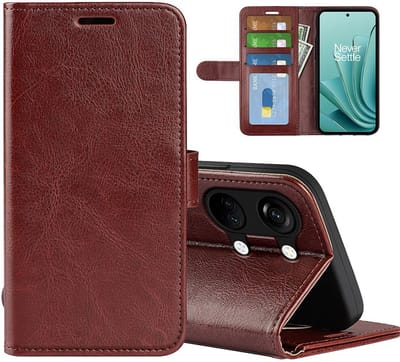 MobyDefend Hoesje - Geschikt voor OnePlus Nord 3 - Wallet Book Case (Sluiting Achterkant) - Bruin