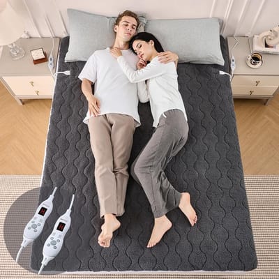 Elektrische matrasoplegger - Verwarmde topper - Lekker slapen - Dual zones instelbaar - 150 x 200 cm - Donkergrijs
