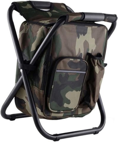 Dailygoods - Rugzak Koelstoel met Grote Capaciteit - Opvouwbare Campingstoel Camouflage