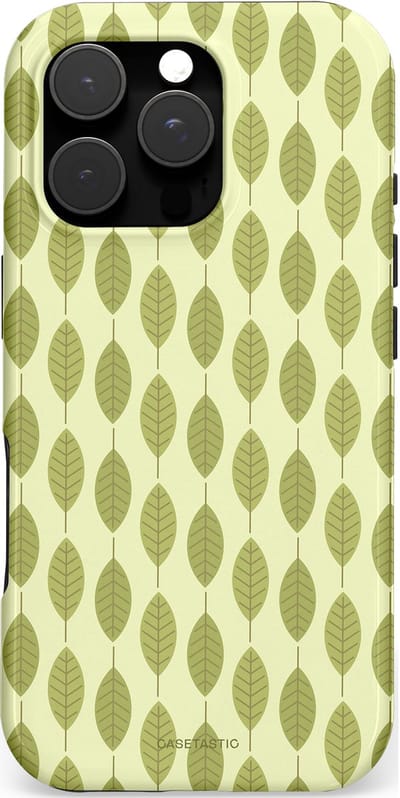 Casetastic hoesje geschikt voor Apple iPhone 16 Pro - MagSafe - Dubbellaagse bescherming - Bladerenpracht in het groen - Fashion Case - Crème Olijfgroen