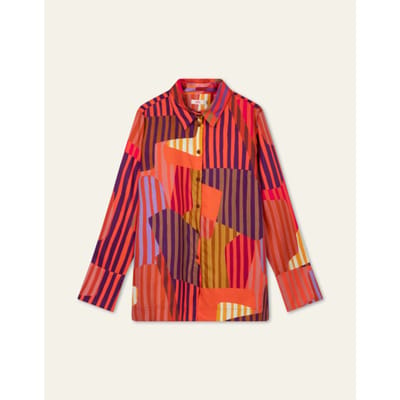 Oilily Bingo - Blouse - Lange Mouwen - Blouses - Met Manchetten - Dames - Regular Fit - Bruin - 36
