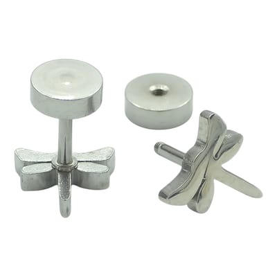 Libelle Oorstekers met Schroefsluiting - Premium Staal - Hypoallergene Oorbellen - 9 x 8 mm