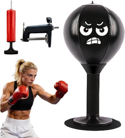 Punching Bag met Sterke Zuignappen en Tafelklem, Stressverlichting voor Staand Werk, Leuk Cadeau voor Koks en Collega's, Verbeter je Focus en Verminder Spanningen