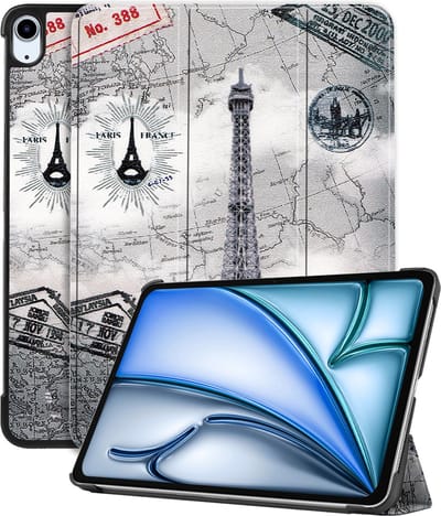 Hoesje - Geschikt voor Apple iPad Air (2024/2025/2026) - 11 inch - Dun & Stevig - Hardcover Book Case - Trifold Bookcase Hoes - Hard Cover - Tablethoes - Eiffeltoren