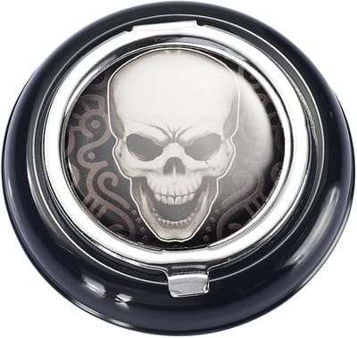 Zak asbak - Draagbaar - Pocket Asbak - Klikslot - Metaal - Skull Design - 6,7 cm