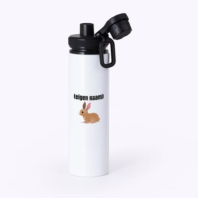 Hacebo® - konijn met eigen naam waterfles met draaidop zwart - Konijn - konijnen liefhebbers - iemand die houdt van konijnen - verjaardag - cadeau - kado - water fles - 850ML