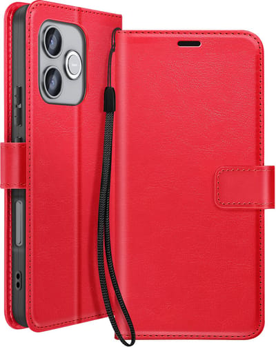 Mayaxess, Hoesje geschikt voor Honor 600 Lite - Wallet Case met Koord & Standaard, Rood