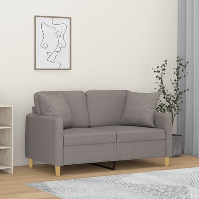 vidaXL - Tweezitsbank - met - sierkussens - 120 - cm - stof - lichtgrijs