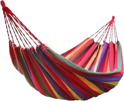 Hangmat Camping - Tweepersoons - Ontspannen Buiten - Ademend Katoen - 280x150 Cm - Multicolor