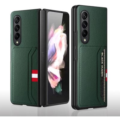 Wallet case pashouder geschikt voor Samsung Galaxy Fold 4 hoesje / geschikt voor Samsung Galaxy Fold 4 case - Groen bookcase hoesje meerdere pasjes geschikt voor Galaxy Fold 4 smartphone - Groene bookcase