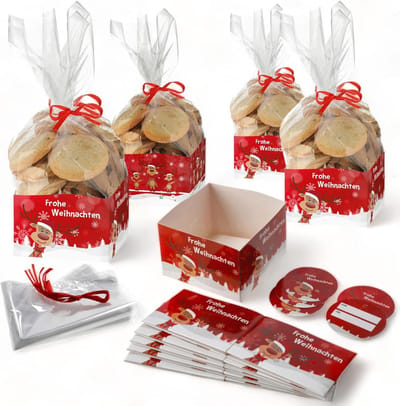 24 Luxe Kerst Koekjeszakjes met Kartonnen Bodem en Cadeaulabels voor Zelfgemaakte Bakcreaties