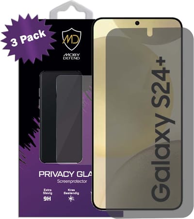 3-Pack MobyDefend Screenprotectors - Geschikt voor Samsung Galaxy S24 Plus (S24+) - HD Privacy Glass Screensavers