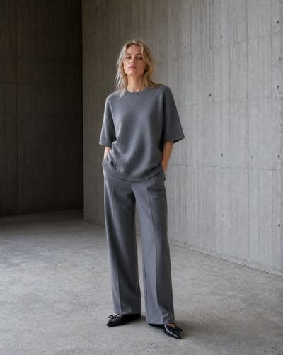 Rora plain knit long top | Grey Melange - Grey Melange / S