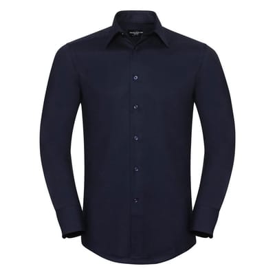 Russell Collectie Heren Lange Mouw Easy Care op maat gemaakt Oxford Shirt (Heldere marine)
