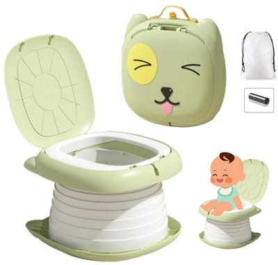 Daity 1-pack - Draagbare reispot - handig oefentoilet voor jongens en meisjes - opvouwbaar toilet - geschikt voor binnen en buiten kamperen in de auto - kinderpotje (groen)