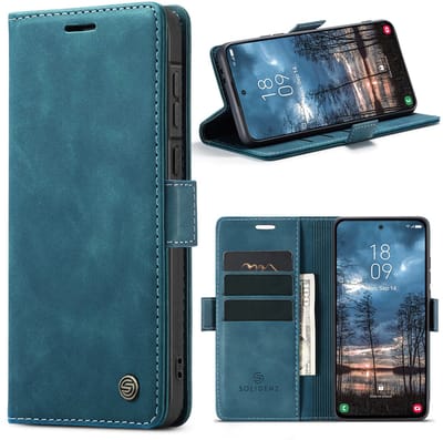 Solidenz Hoesje - Geschikt voor Samsung Galaxy A37 - Urban Book - Telefoonhoesje met Pasjeshouder - Blauw