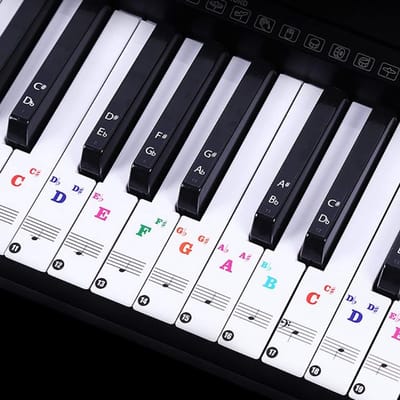 Pianotoets Stickers - Muziek Stickers - Muziek Leren - Dun en Kleurrijk - 88 Toetsen - Veelkleurig