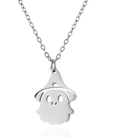Plux Fashion Magische Spookje Ketting - Zilver - 2mm/45cm + 5cm verlengstuk - Sieraden - Zilveren Ketting - Magic Ghost Chain - Stainless Steel - Halloween Ketting - Schakel Ketting - Ketting Met Hanger - Kerst - Halloween - Halloween kostuum
