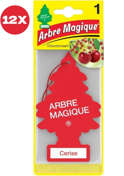 12 stuks Cerise Arbre Magique Geurboom Luchtverfrisser voor in de auto kers kersen – Car Parfum – Geurboompje – Geurbooster – Wonderboom – Geurverfrisser – Nieuwe Auto – Autogeur – Autoparfum – Geurblad - Zomer Fris