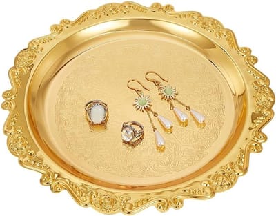 9.8 inch Gouden Sieraden Display Tray voor Huwelijk, Feest en Cosmetica - Vintage Organizer voor Ringen, Armbanden en Oorbellen