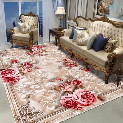 Decoratief Tapijt in Europese Stijl voor Woonkamer Bloemenpatroon Groot Formaat Antislip Tapijten Entree Deurmat Wasbaar Aanpasbaar 60*90cm