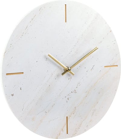SensaHome Wandklok Nairobi - Luxe Japandi Klok Rond - Moderne Marmerlook Stijl - Ø30cm - Wit