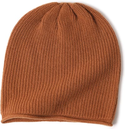 Hommard Cashmere Beanie Rib Stitch Caramel, 100% Cashmere, Kasjmier, Luxe, Heren, Dames, Unisex, Muts, Caramel