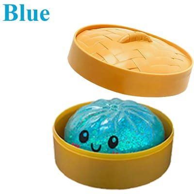 Simulatie Dumpling Knijpspeeltjes Squishy Kleurrijk Glitter Anti Stress Stressverlichtend Speelgoed blauw