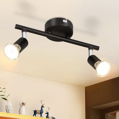 NETTLIFE Opbouwspot GU10 - Plafondlamp - 2 lichts - Moderne Plafondspot | Opbouwspot - Zwart - Woonkamer | Slaapkamer | Keuken - L 25cm-excl. lichtbron