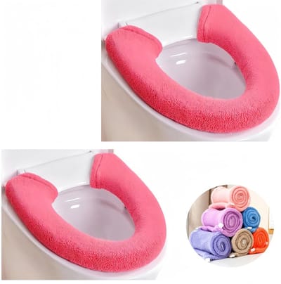 Toiletbril Hoezen - Toiletzitting Kussens - Comfort in de Badkamer - Met Handvat - 2 Stuks - Roze