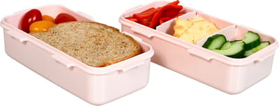 Lock&Lock Kleine Lunchbox - Bentobox - Snackdoosjes - Met Compartimenten | Vakjes - Volwassenen en Kinderen - To Go - Lekvrij - BPA vrij - PFAS vrij - Set van 2 stuks - 2x 470 ml - Roze - LocknLock