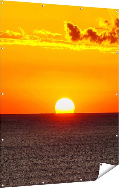 Gards Tuinposter Oranje Zonsondergang in de Oceaan - 120x160 cm - Tuindoek - Tuindecoratie - Wanddecoratie buiten - Tuinschilderij