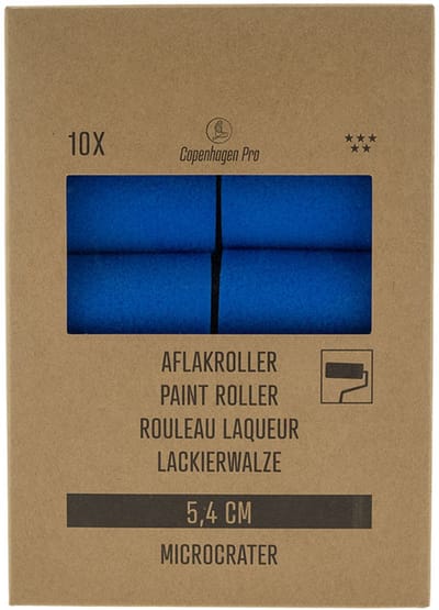 Copenhagen Pro Microcrater Aflakroller - 5,5 cm Breed - Recht - Set van 10 Stuks - Geschikt voor Watergedragen en Synthetische Lakken - Gelijkmatige Verfafgifte - Kleur Blauw