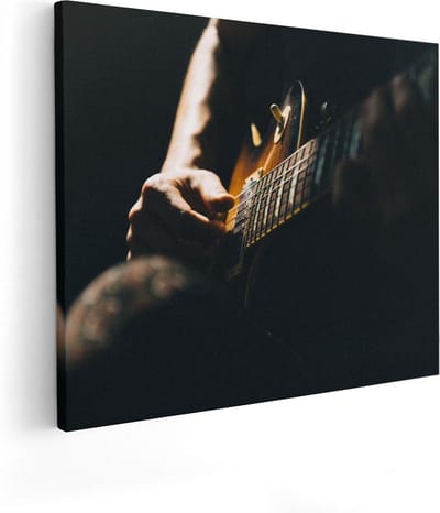 Artaza Canvas Schilderij Muziek - 50x40 cm - Wanddecoratie Gitaar - Muurdecoratie Mannen - Kamer Accessoires