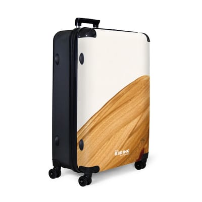 NoBoringSuitcases.com® - Koffer groot - Reiskoffer lichtgewicht - Beige met diagonale goudbruine veeg - Rolkoffer met 4 wielen - Grote trolley XL - 98 liter bagage
